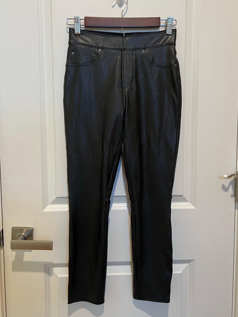 Spanx Faux Leather Like Ankle Skinny Pant 20282Q Black Petite XS High Rise - Picture 3 of 8